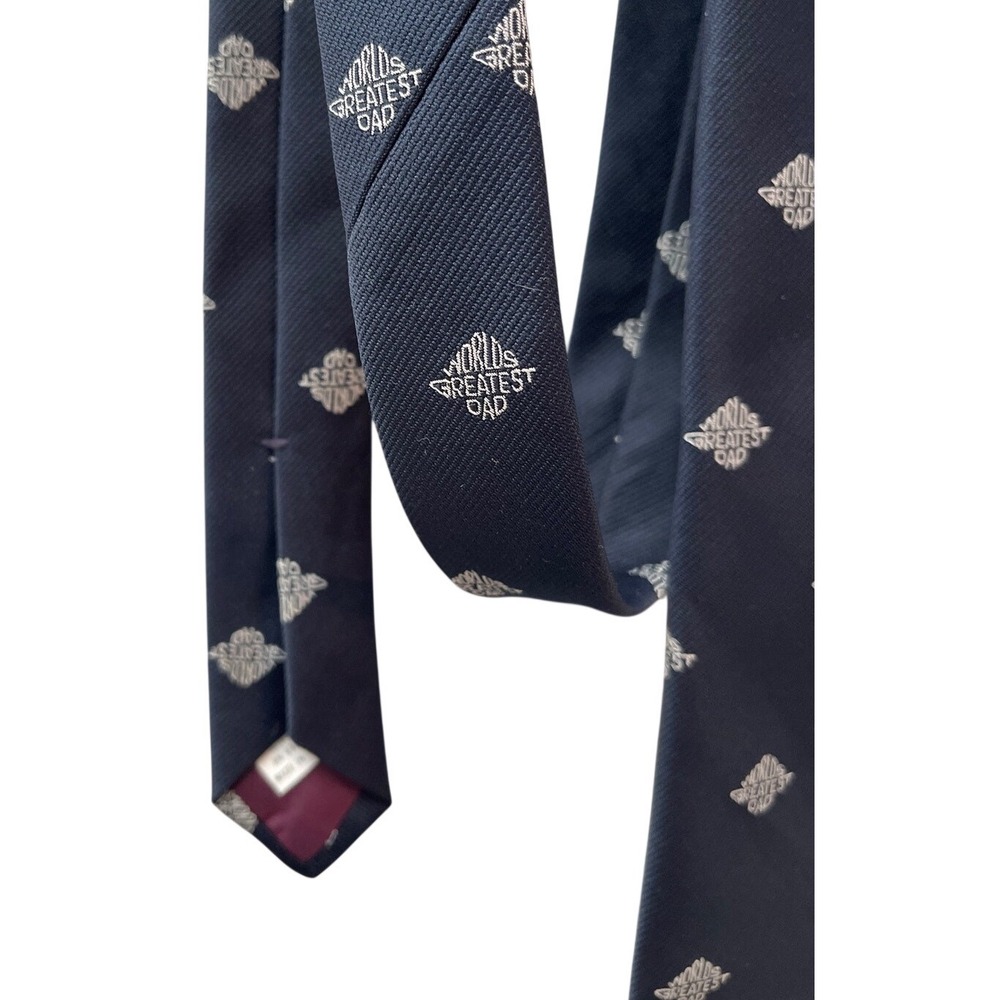 Ralph Marlin‎ Worlds Greatest Dad Navy Blue Neck Tie Father's Day Gift